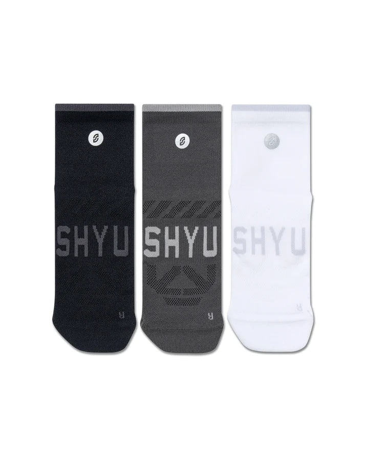 SHYU Training Socks Quarter Crew - 3 Pack